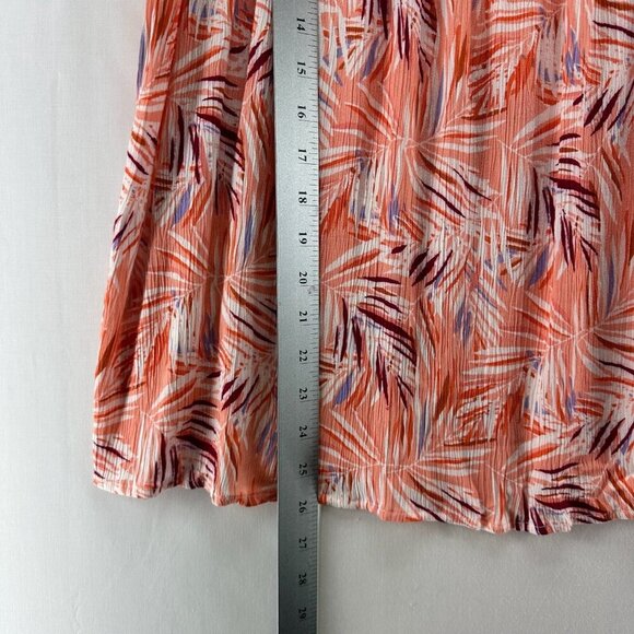 Basic Editions Tank Top Womens Sz L Tropical Shirred Crinkle Sleeveless Orange - Picture 10 of 11
